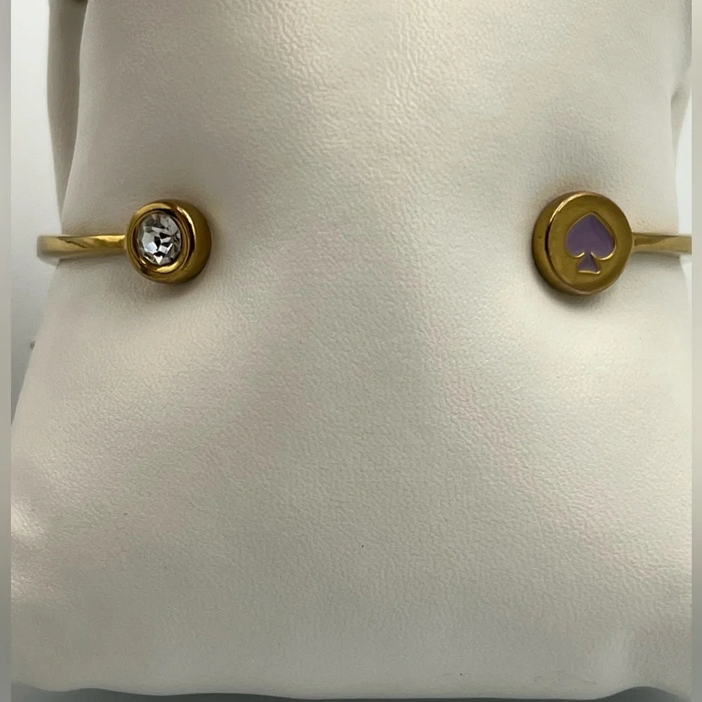 Kate Spade Hinged Cuff Bracelet with Clear Crystal & Purple Spade 3067 - Picture 2 of 2